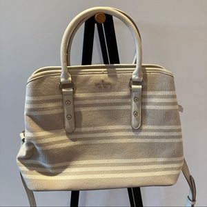 KATE SPADE Stripe Canvas Crossbody Bag Beige Cream